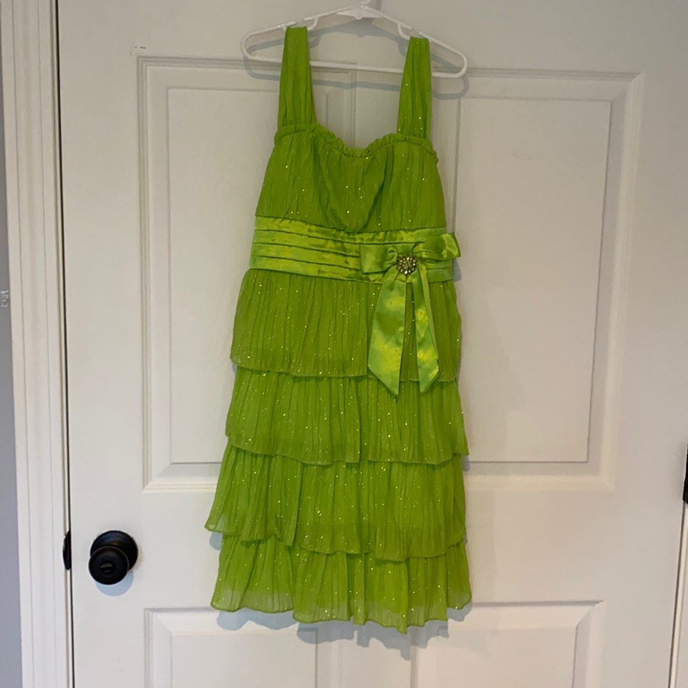 My Michelle Sparkly Green Ruffle Dress